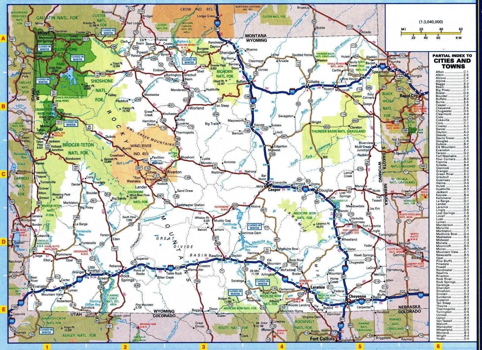 WYOMING STATE ROAD MAP Cities Highways Glossy Poster Picture Poster Print