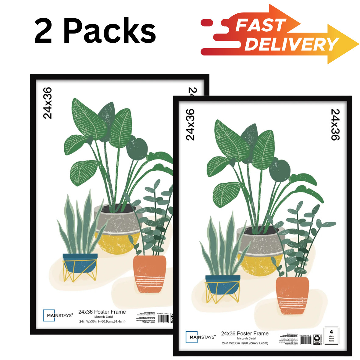 Mainstays 24x36 Black Poster Frame Set of 2 – Wall Mount Display Frames