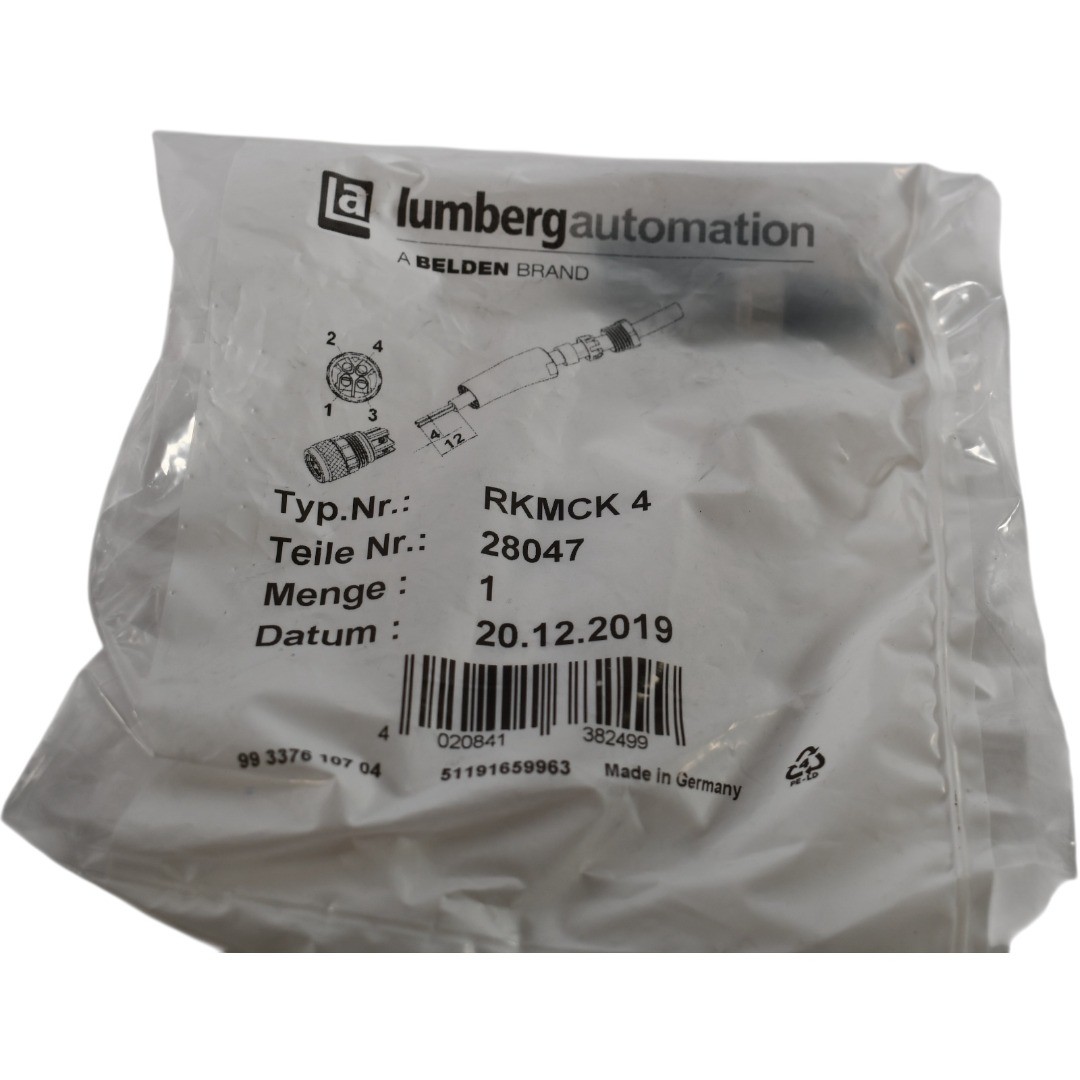 NEW Lumberg RKMCK4 M12 Female Receptacle Panel Mount Connector 4 Pin IP67