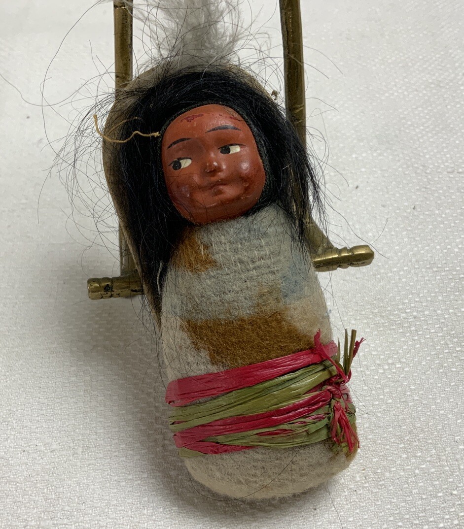 Antique Skookum Doll, Baby Doll On Cardboard Backing