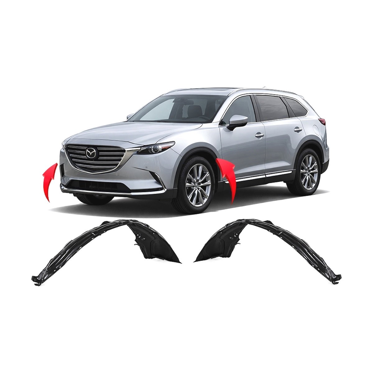 Fender Liner Front Set of 2 for Mazda CX-9 2010-2015 MA1248144 MA1249144