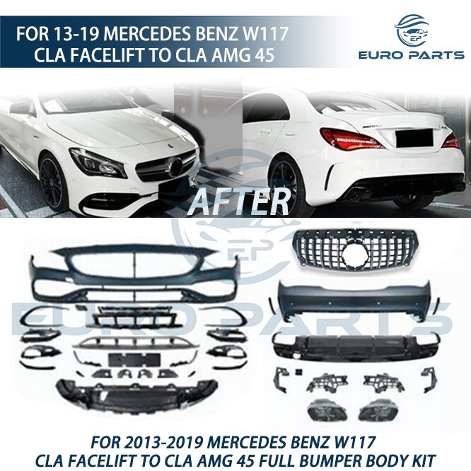 For 13-19 Mercedes Benz CLA-Class W117 Upgrade to CLA 45 Front Rear Bumper Kit