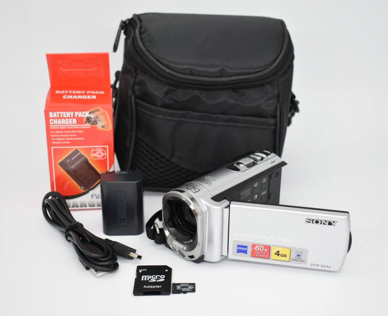 Sony Handycam DCR-SX44 Digital Video Camera Camcorder 60x Zoom Bundle - Tested