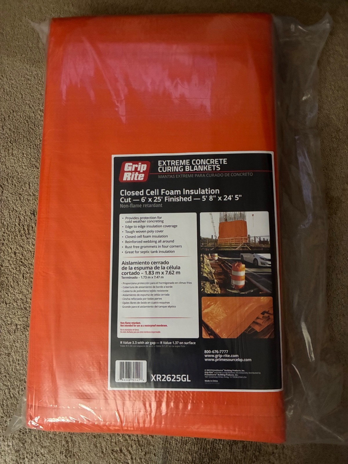 Brand New Grip-Rite  5.8 ft. x 24.5 ft. Wet Concrete Curing Blanket