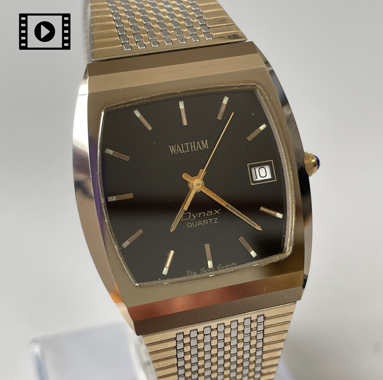 Waltham Dynax Quartz Watch [US Stock] 31mm Vintage Mens Watch Black Dial *N.Mint