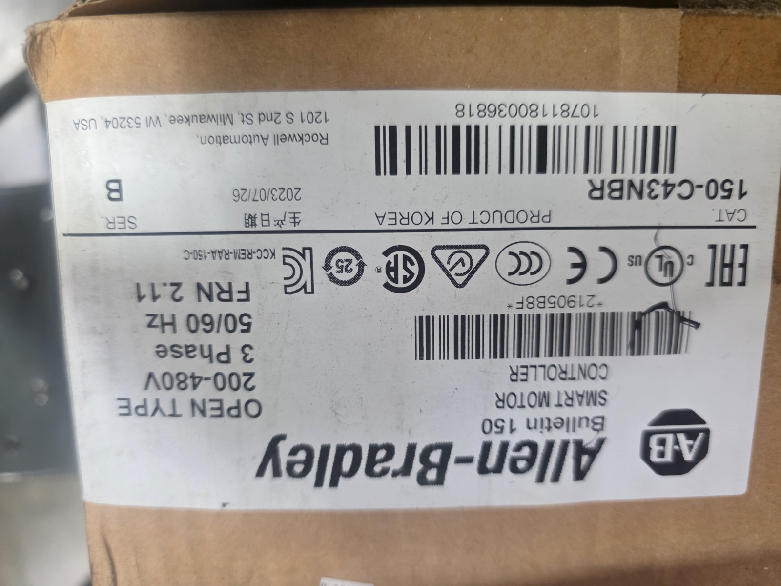 New Allen-Bradley 150-C43NBR SMC-3 43A Smart Motor Controller