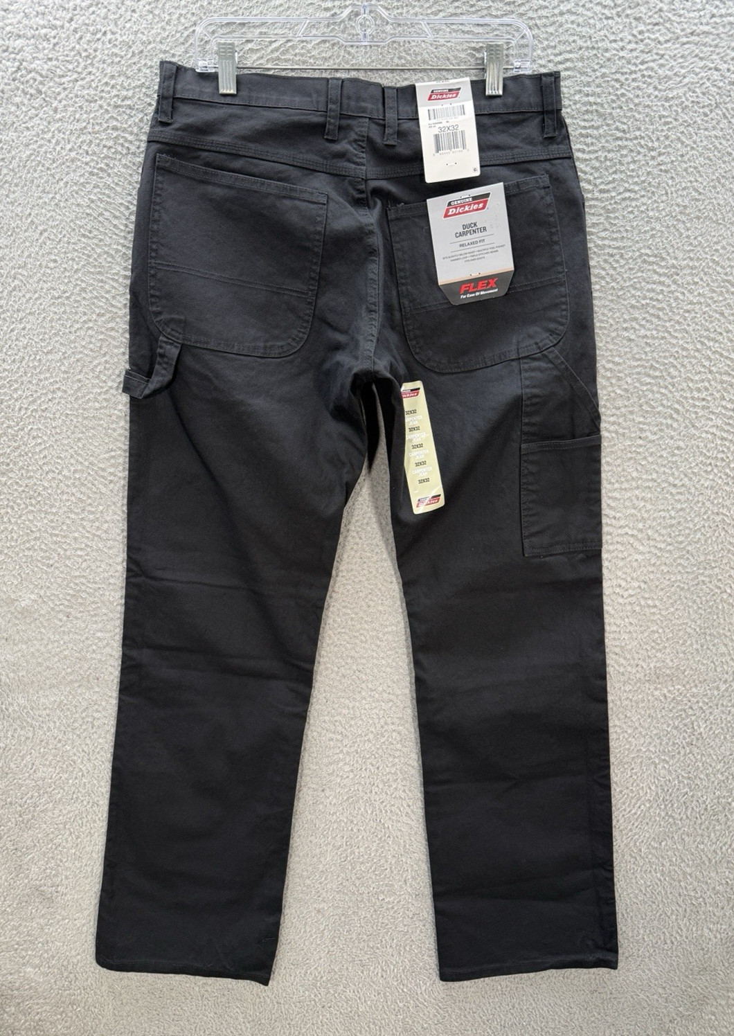 Dickies Pants Mens 32x32 Fits 33x32 Black Duck Canvas Carpenter Jean Flex NEW