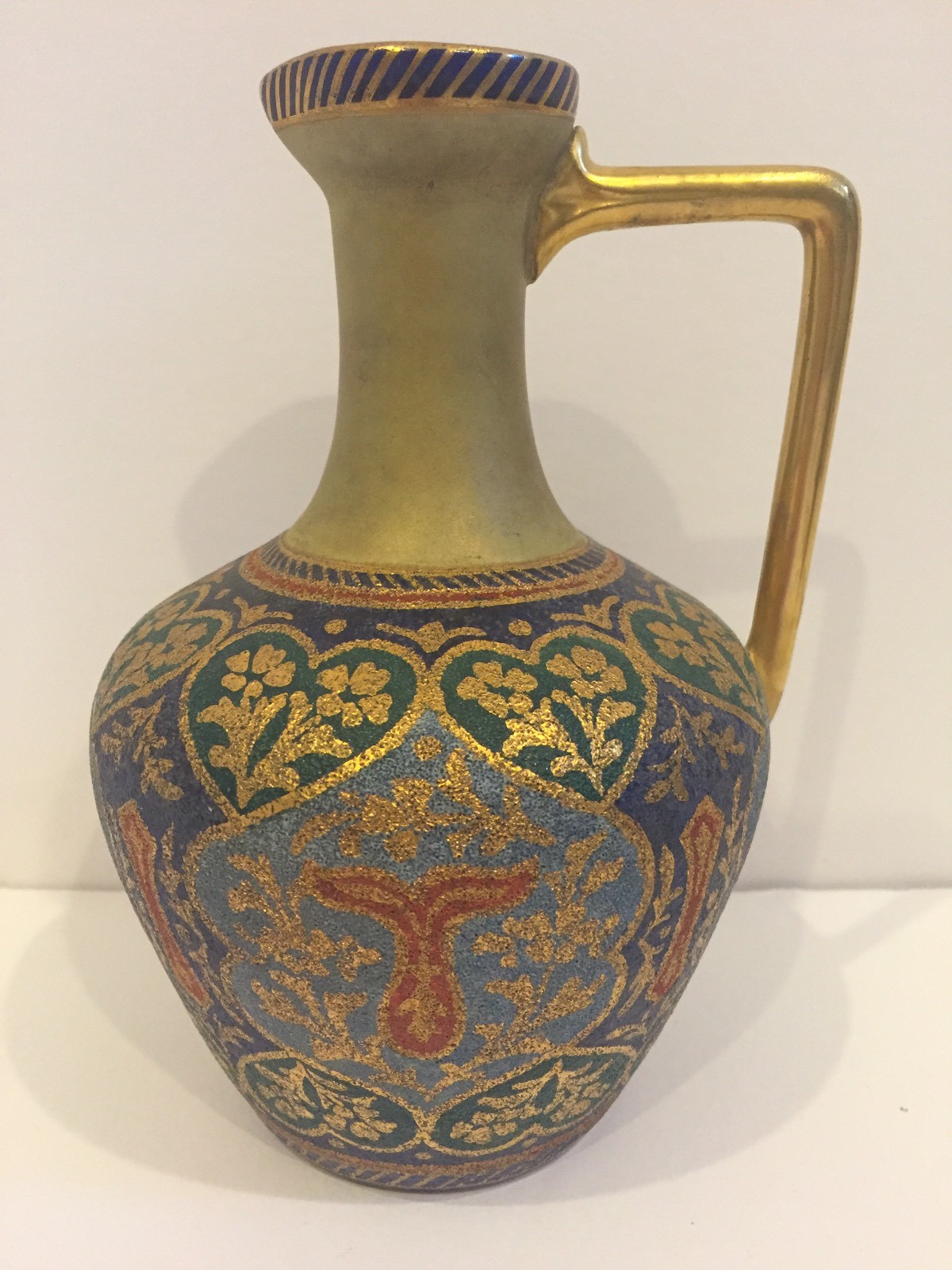 Anton Mehlem Antique Royal Bonn Cashmir Miniature Pitcher Vase c. 1860s 6.5\ Anton Mehlem Antique Royal Bonn Cashmir Miniature Pitcher Vase c. 1860s 6.5\