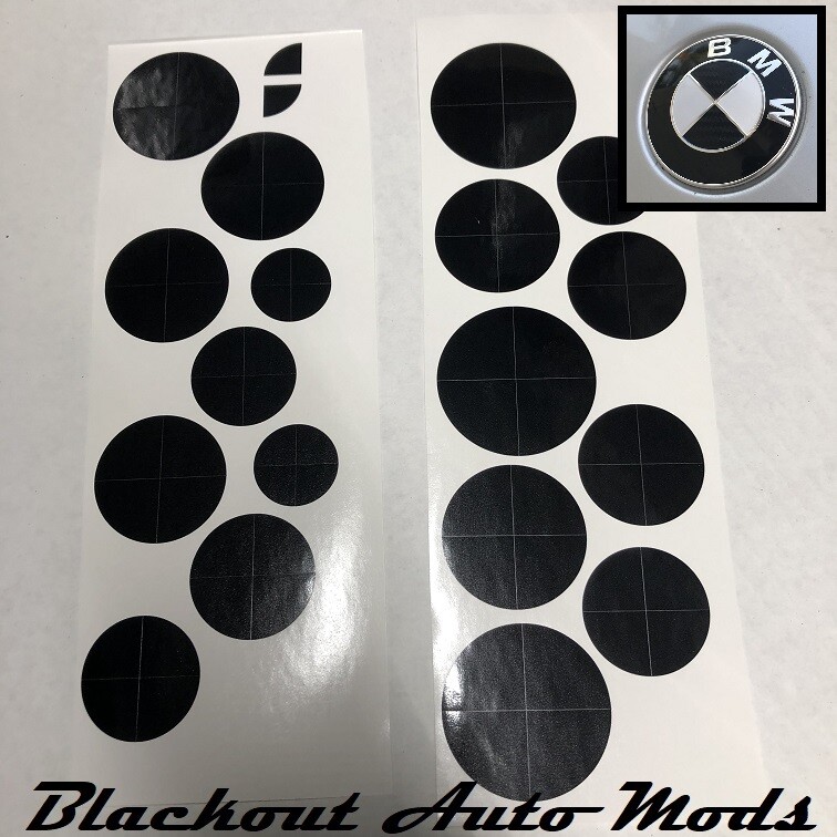 Gloss Black Vinyl BMW Emblem Overlay Decals Complete Kit Fits All Models
