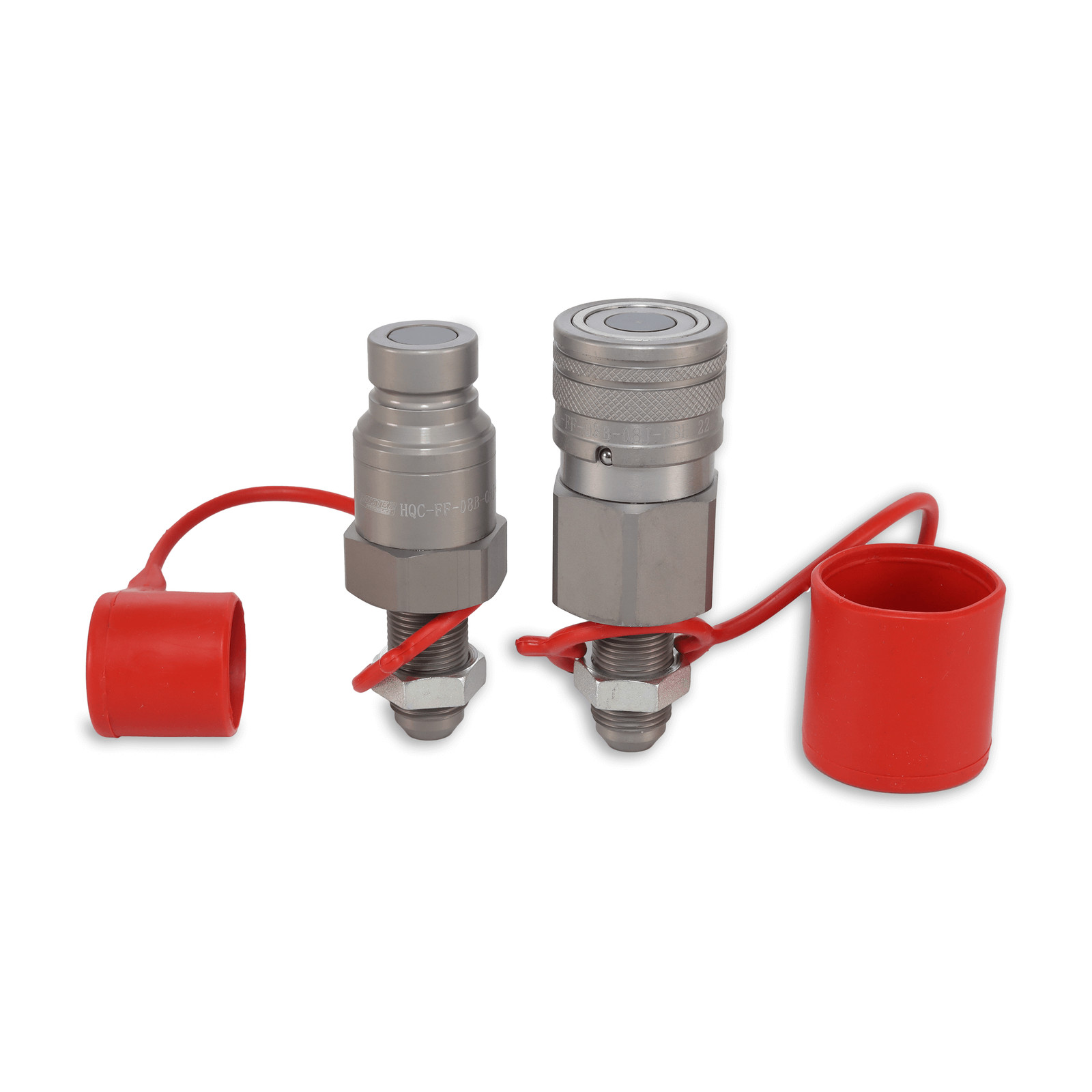 1/2″ Flat Face Hydraulic Quick Couplers Set - 1/2″ JIC Thread Bulkhead Mount