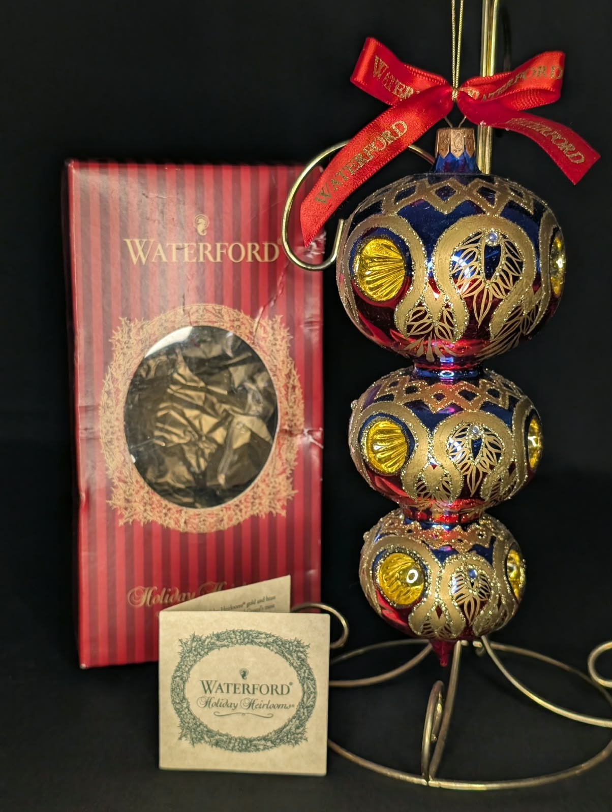 Vintage Waterford Holiday Heirlooms Peacock Grande Royale Triple Reflector 8
