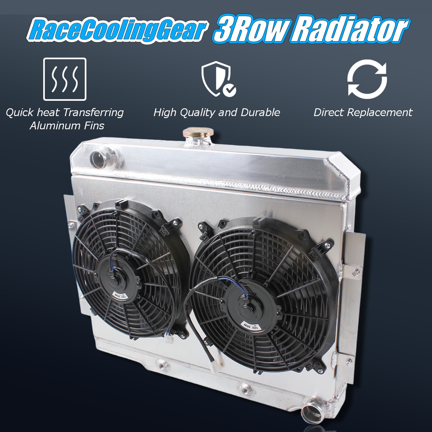 Fit For 1982–1986 Jeep Scrambler CJ Chevy GM V8 Swap 3Row Radiator Shroud Fan