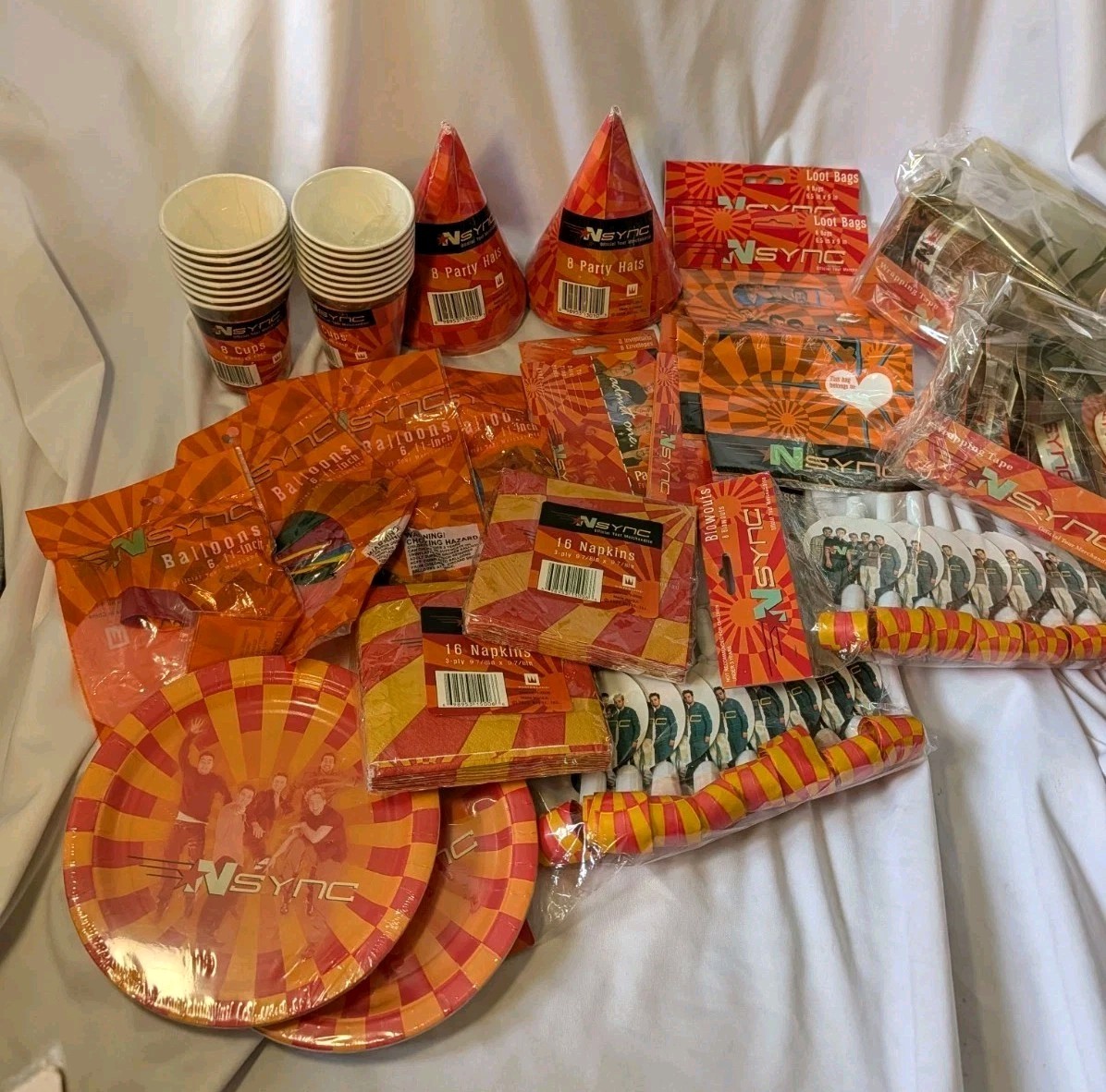 Large Lot Vintage 2000 Y2K NSYNC Party Supplies Plates Napkins Cups Balloons