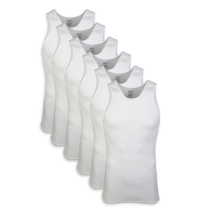Gildan Mens A-Shirts 6PK White SM-3XL ( Slightly Imperfect) Gildan Mens A-Shirts 6PK White SM-3XL ( Slightly Imperfect)