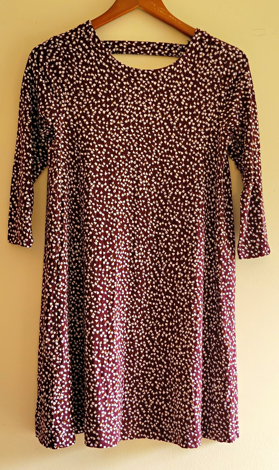 NWT Loft Outlet Petite Small Burgundy/White Floral 3/4 Sleeve Shift Dress