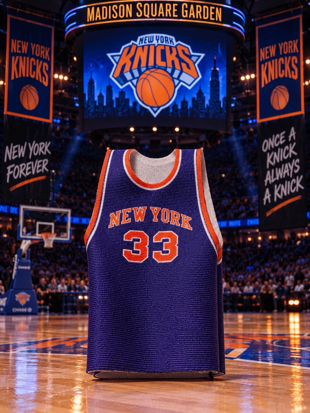 Custom New York Knicks Ewing #33 Basketball Jersey for WWE Mattel Action Figures
