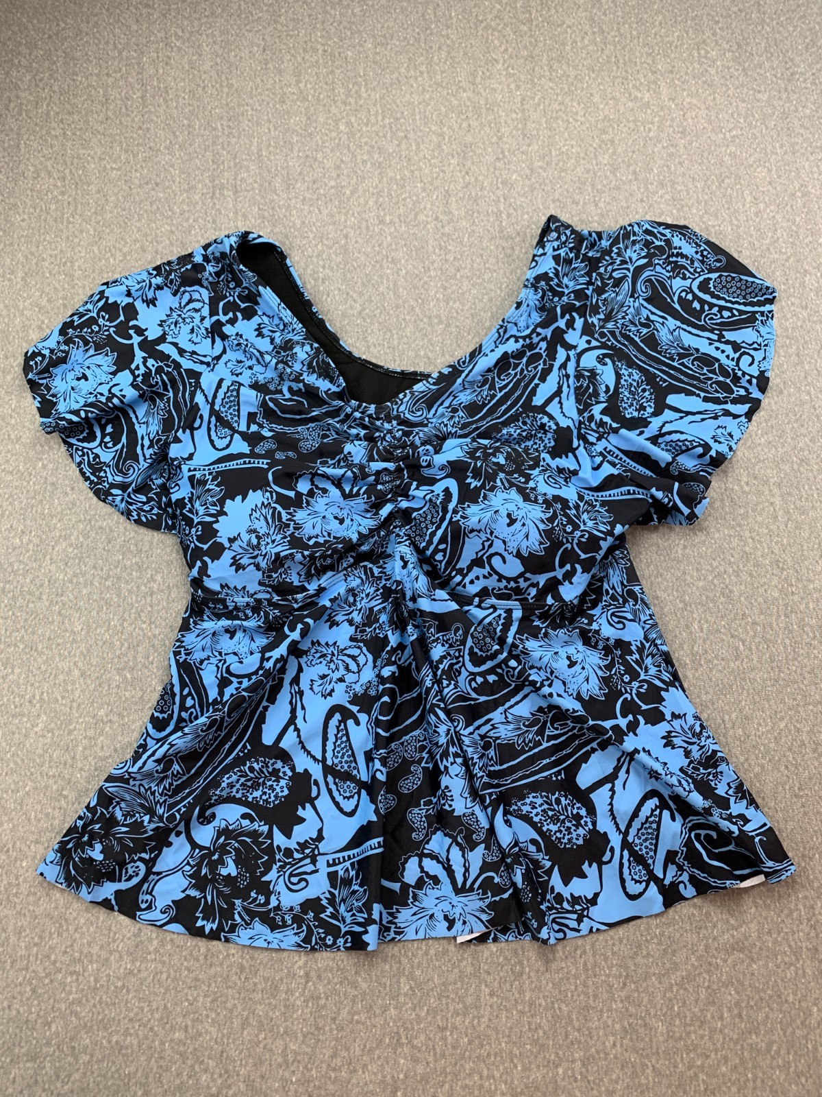 Lienridy Flounce Sleeve Tankini Swimsuit Top Womens Plus 3XL Blue Paisley Print Lienridy Flounce Sleeve Tankini Swimsuit Top Womens Plus 3XL Blue Paisley Print