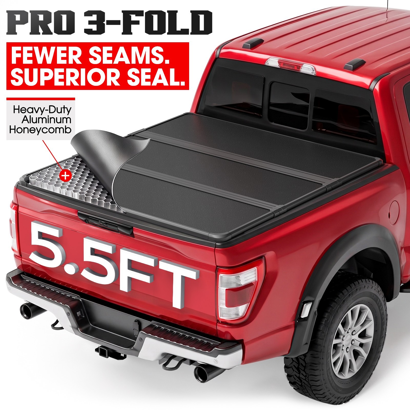 5.5ft Hard Tri-Fold Truck Bed Tonneau Cover For 2015-2026 Ford F150 Drill-Free 5.5ft Hard Tri-Fold Truck Bed Tonneau Cover For 2015-2026 Ford F150 Drill-Free