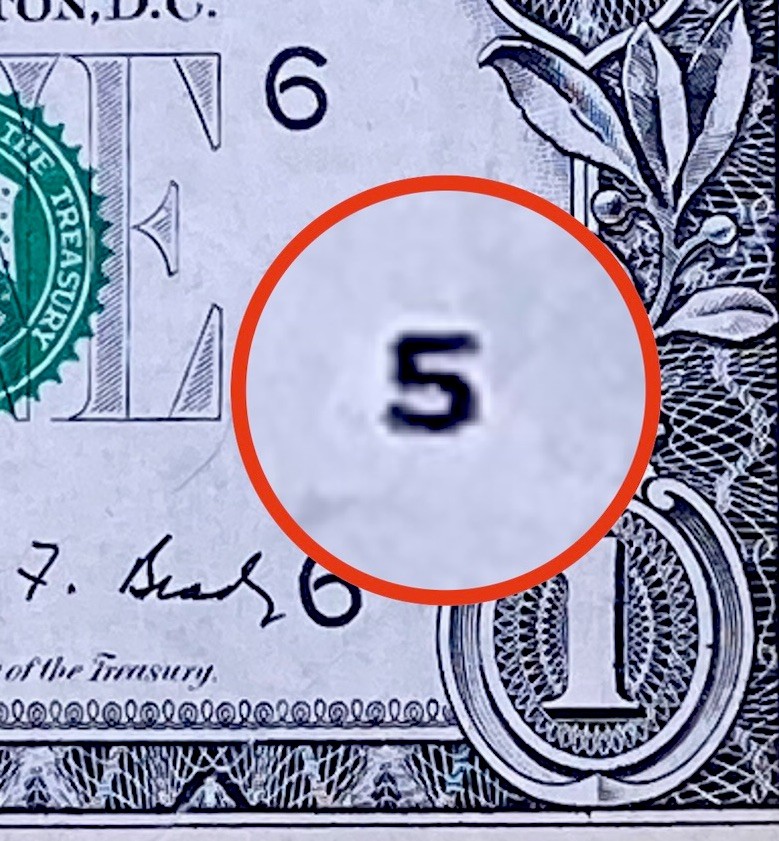 1988A WEB PRESS Note Plate 5 6 F52013053U Fancy Serial Number One Dollar Bill FU