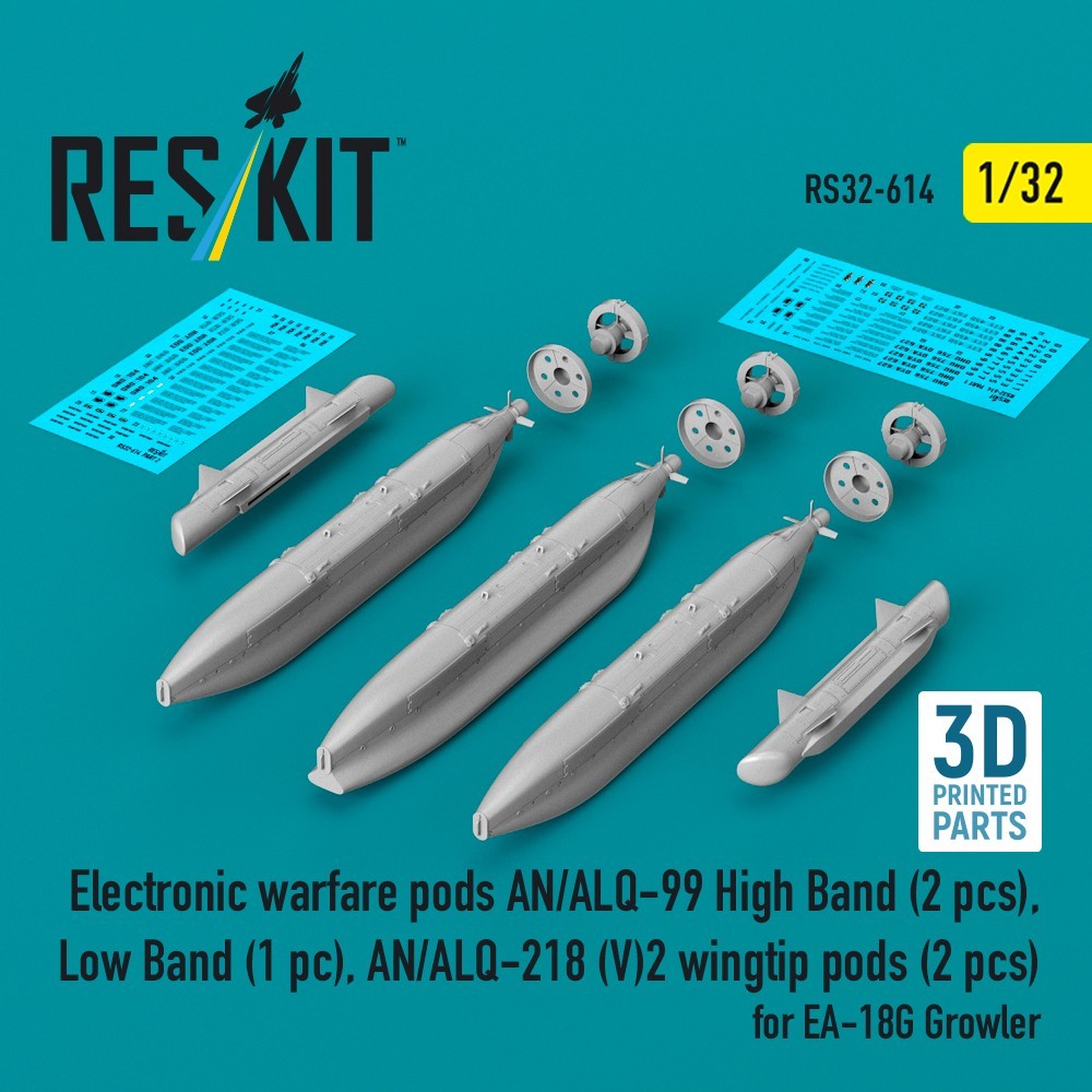 AN/ALQ-99 High Band (2 pcs), Low Band, AN/ALQ-218 (V)2  1/32 ResKit RS32-0614