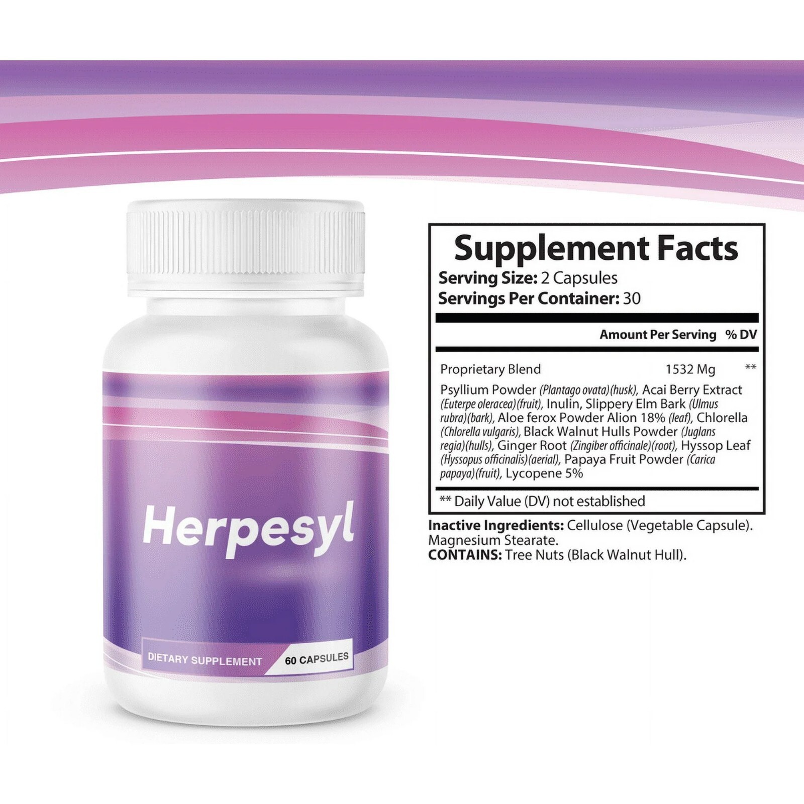 1-5 Pack Herpesyl Pills Capsules Supplement Tablets Purple Bottle