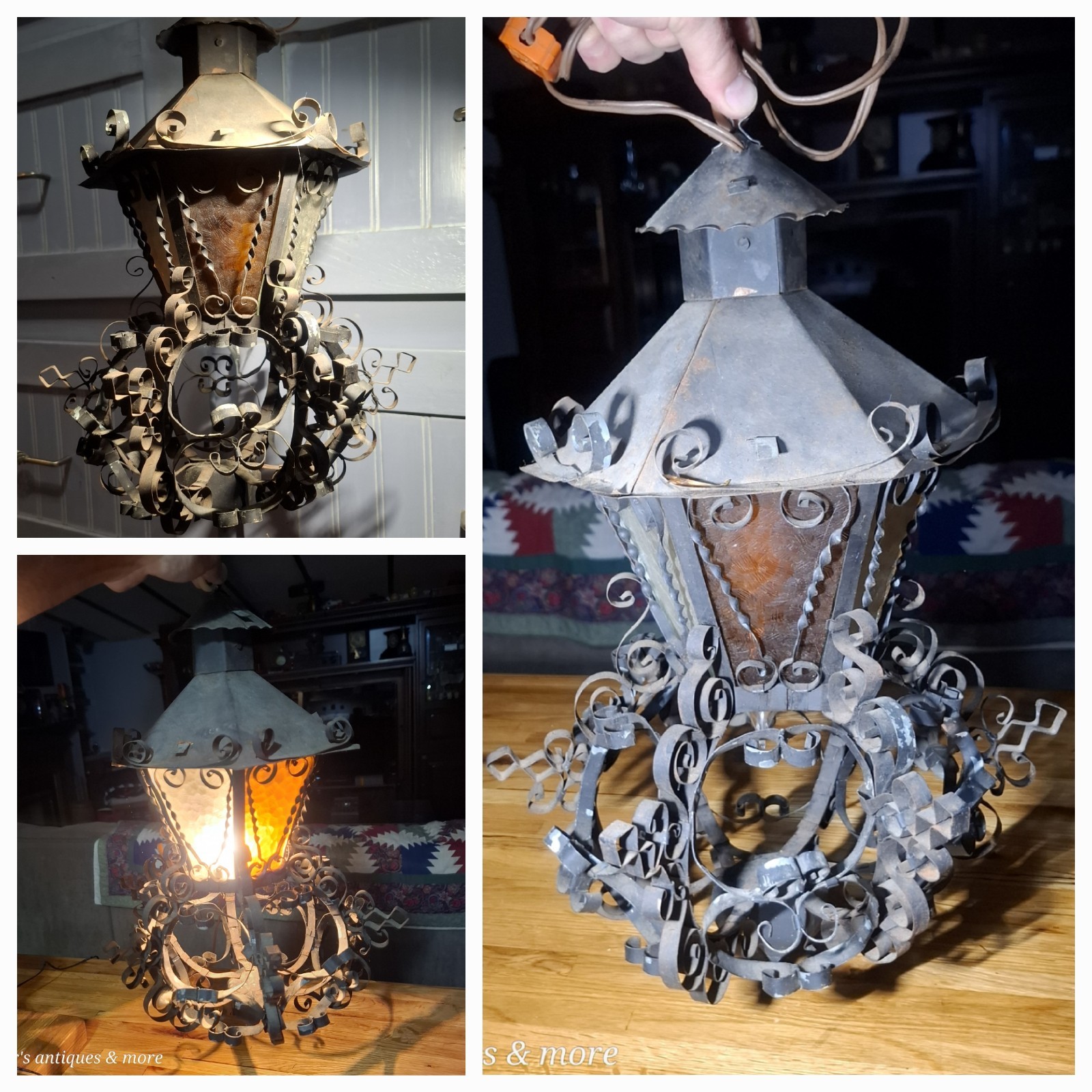 Vintage Gothic Wrought Iron Spanish Revival Swag Light Fixture Vintage Gothic Wrought Iron Spanish Revival Swag Light Fixture