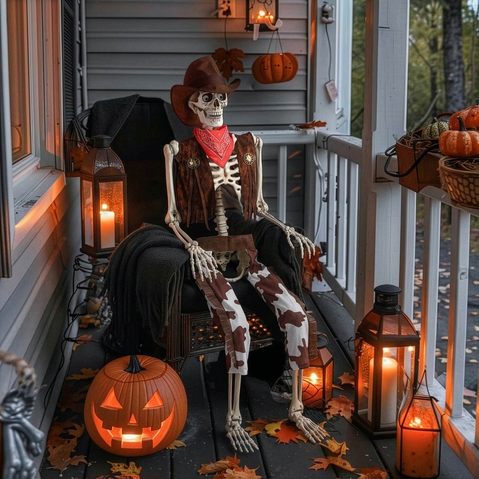 Yescom Halloween Life Size Skeleton Cowboy 5.6Ft Party Decoration 2026