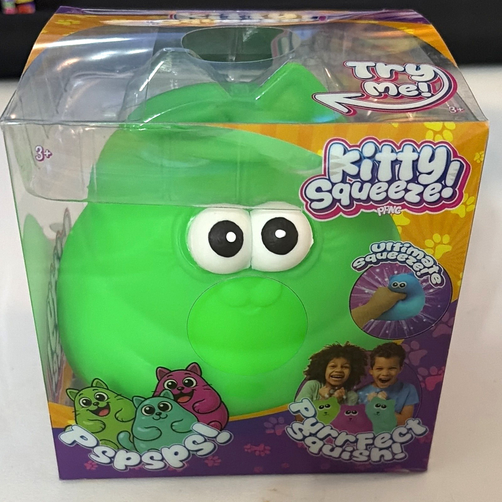Try Me Kitty Squeeze Green Tactile Plush Squeeze Toy Ages 3-5 Try Me Kitty Squeeze Green Tactile Plush Squeeze Toy Ages 3-5