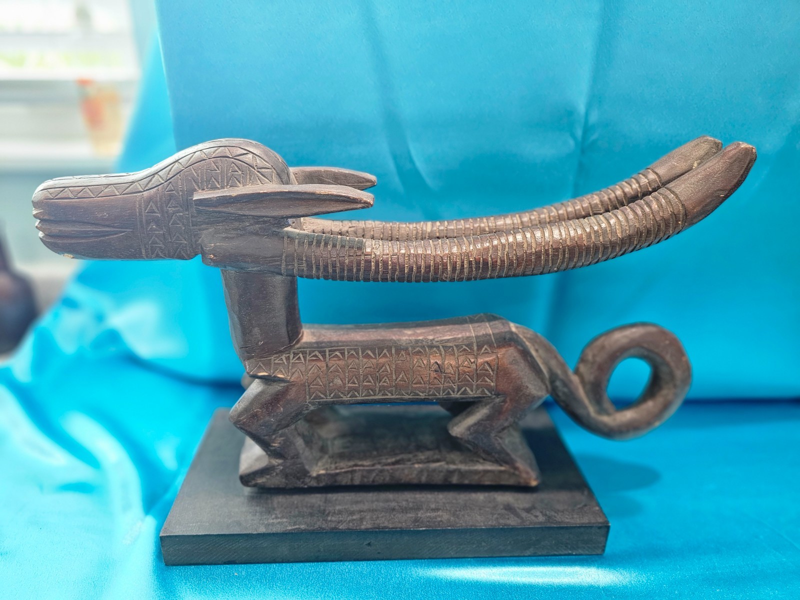 Vintage Chiwara Wedding Head Dress on Base Female Antelope Mali Africa