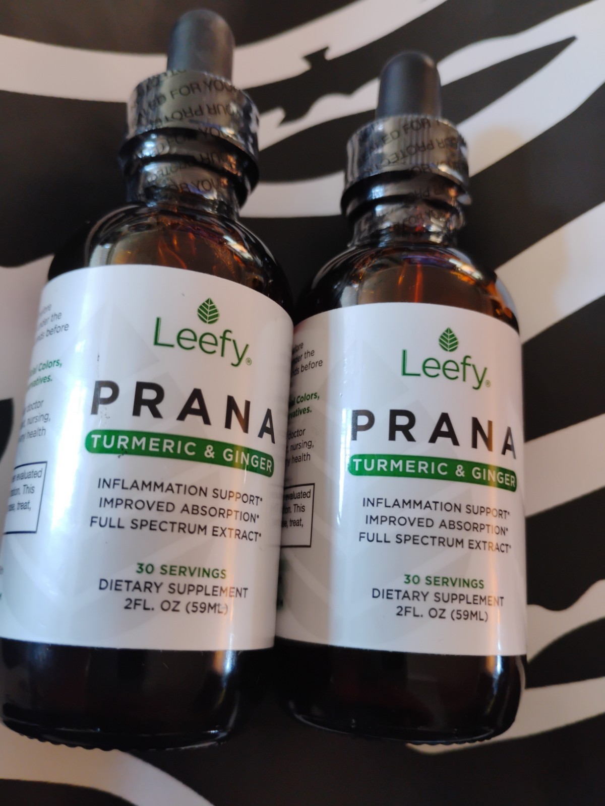 Leefy Organics 2 PACK PRANA 2FL Oz 59ml Tumeric And Ginger Sealed New 