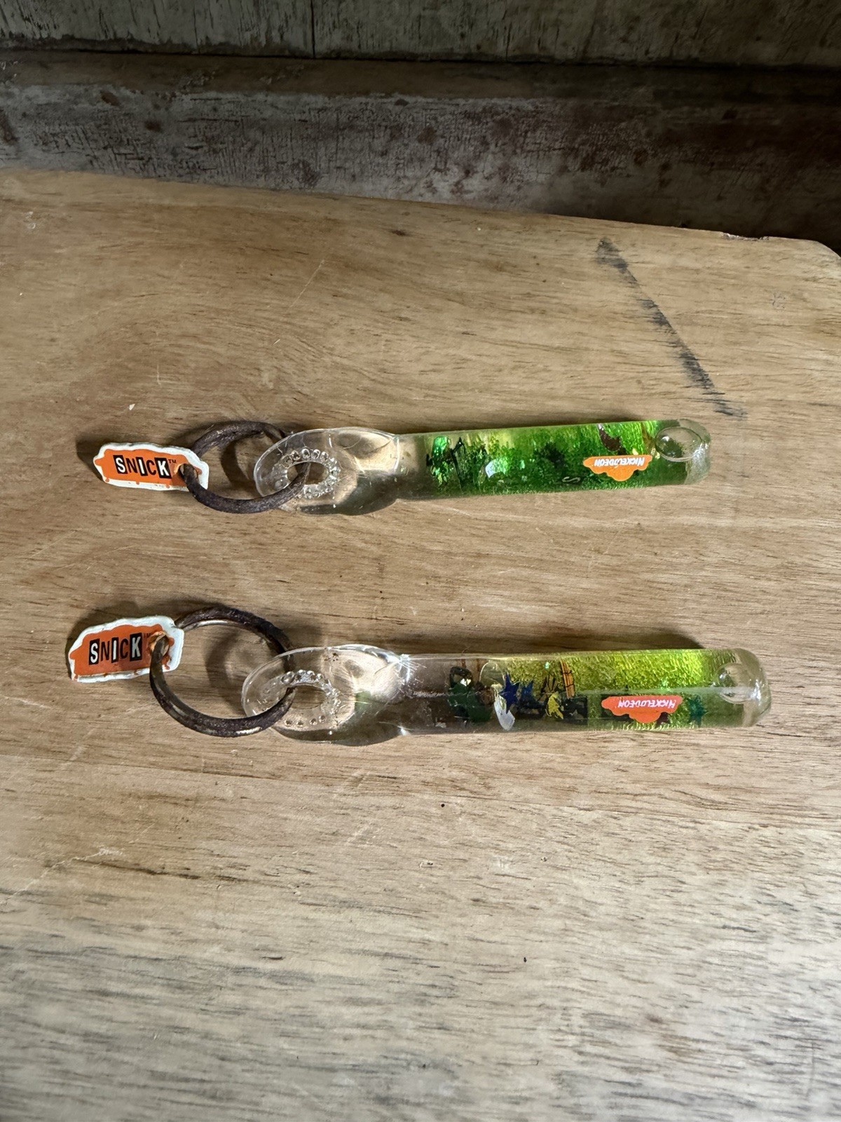 Vintage Nickelodeon Snick Glitter Water Keychains Vintage Nickelodeon Snick Glitter Water Keychains