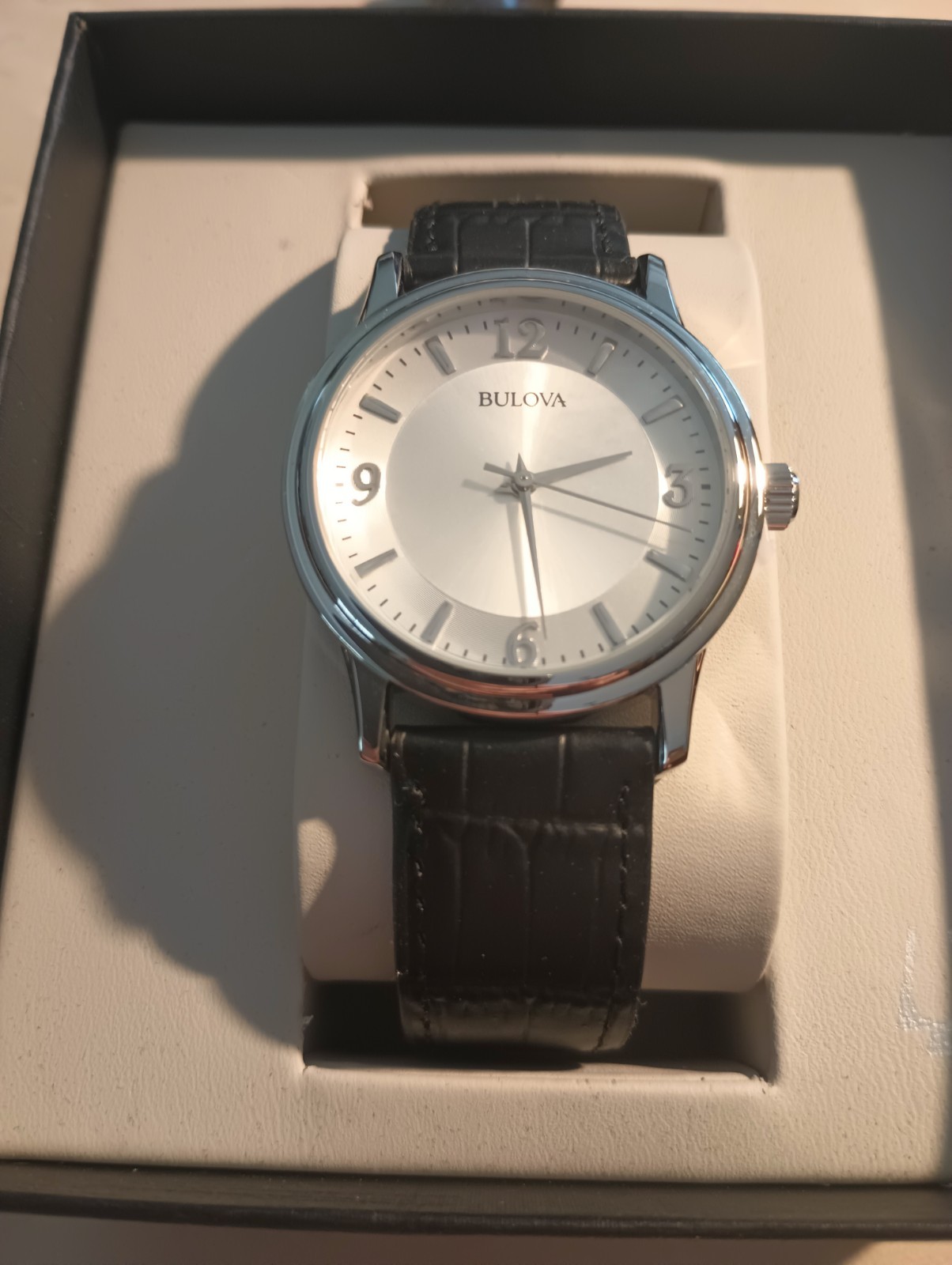 Men\'s BULOVA 96A28 Watch, Corporate Collection, Black Leather, NWT, $260 MSRP