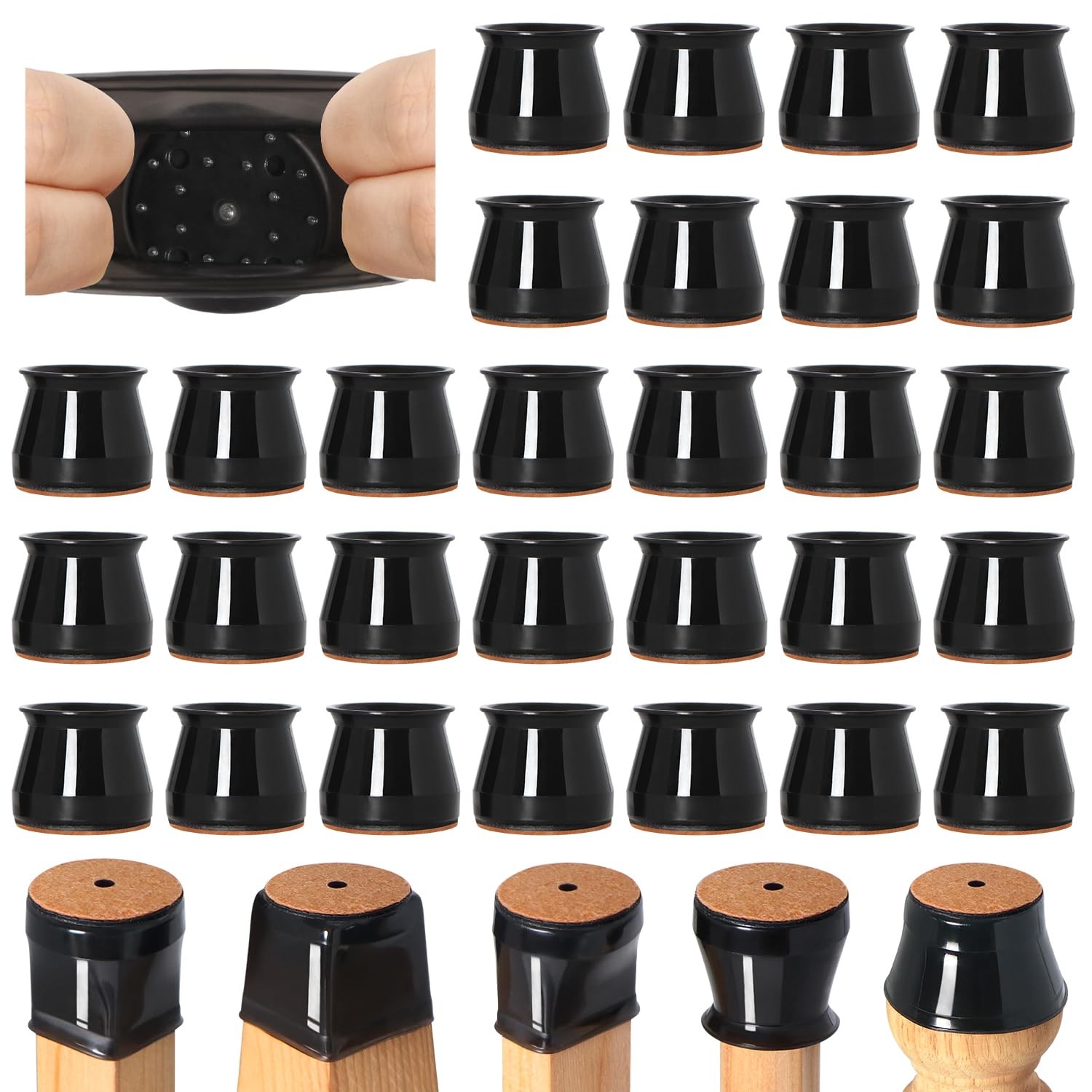 32 Pcs Chair Leg Floor Protectors for Hardwood Floors Round