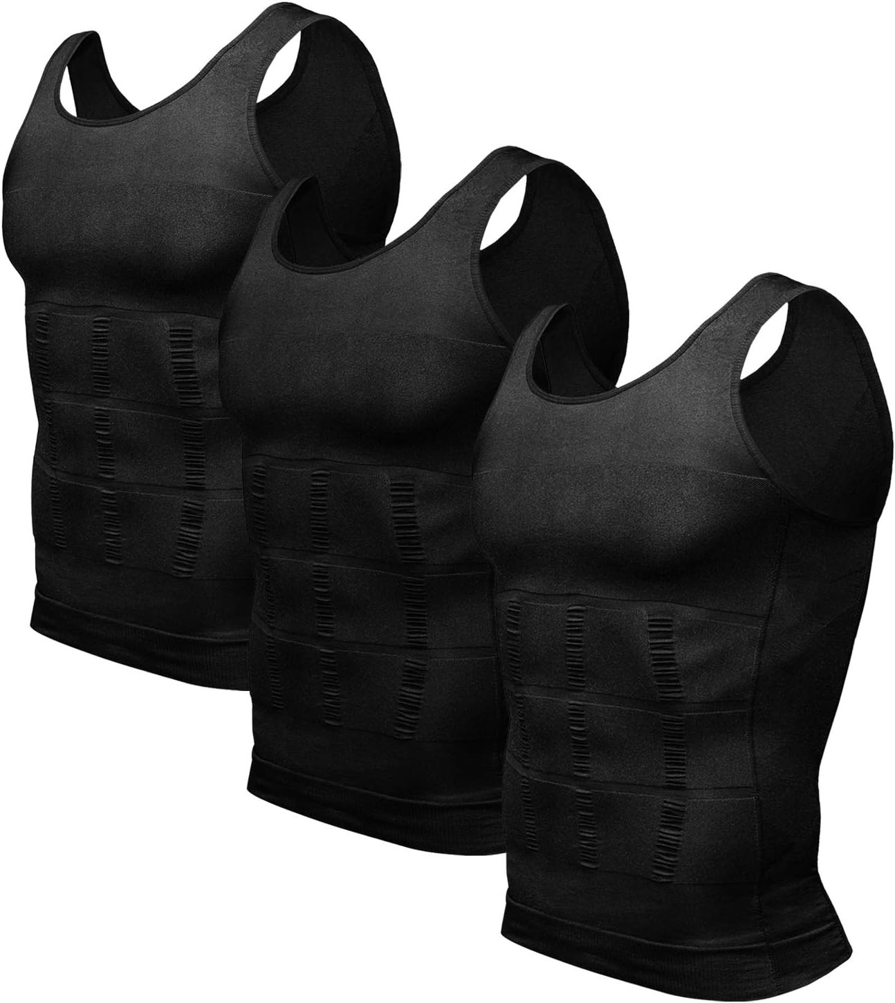 Men3-1 Pack Body Shaper Slimming Belly Vest Compression Shirt Tank Tops Shapewea