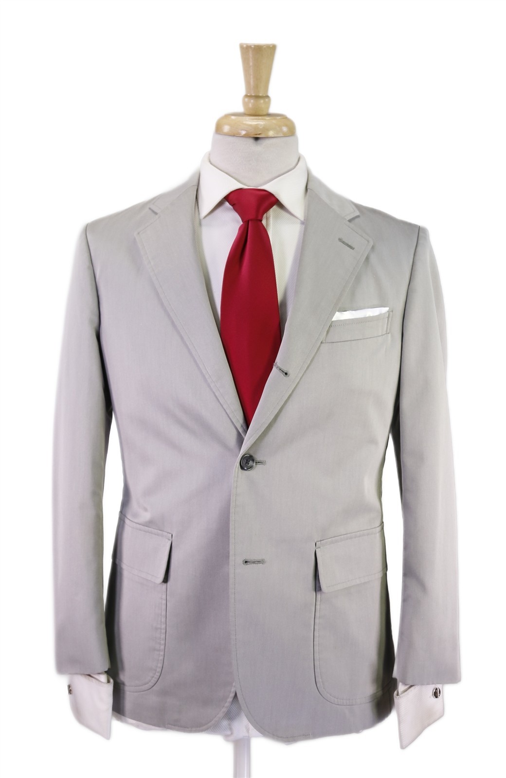 J Press Light Gray Cotton Patch Pocket 3/2 Roll Lapel Suit 38S