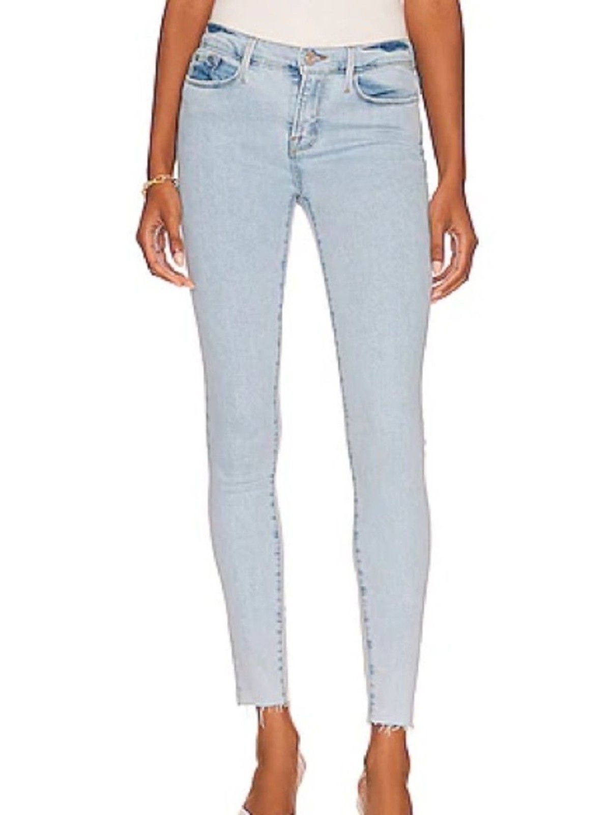 Frame Denim Light Blue High-Rise Skinny Jeans, Le Skinny de Jeanne Crop: Size 27 Frame Denim Light Blue High-Rise Skinny Jeans, Le Skinny de Jeanne Crop: Size 27