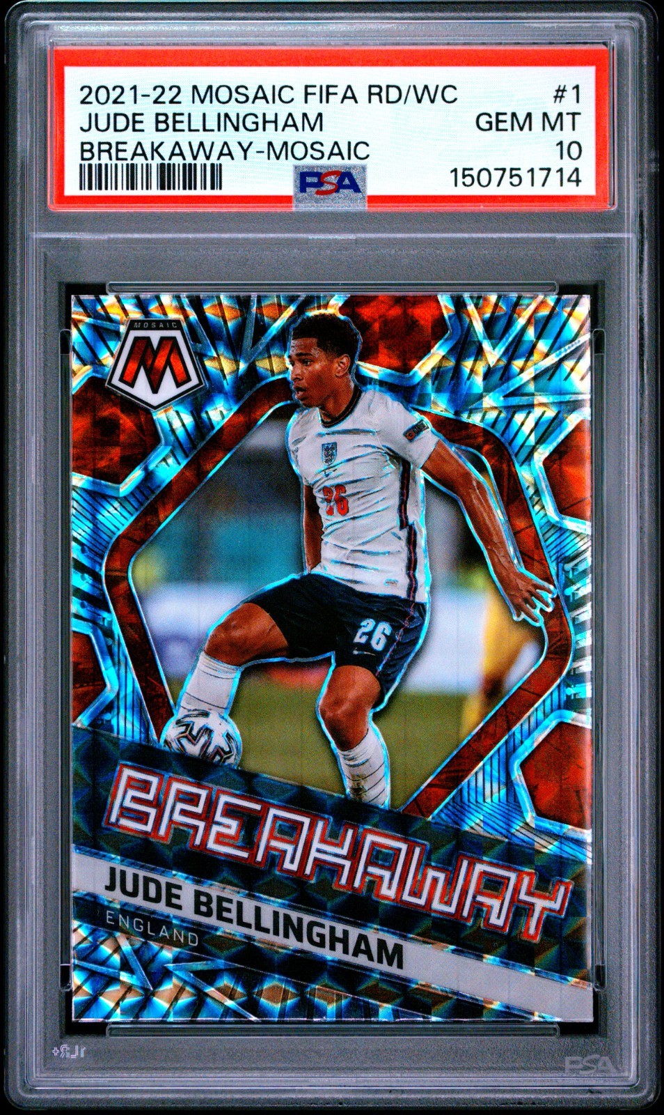 Jude Bellingham 2021-22 Panini Mosaic FIFA World Cup Breakaway England #1 PSA 10 Jude Bellingham 2021-22 Panini Mosaic FIFA World Cup Breakaway England #1 PSA 10
