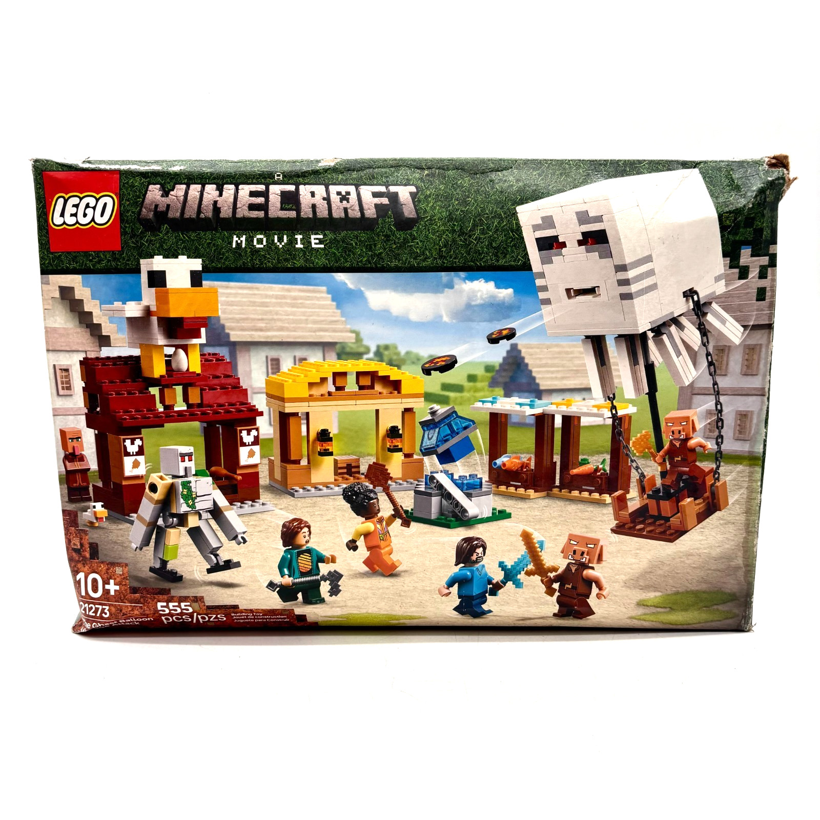LEGO Minecraft Movie 21273 The Ghast Balloon Village Attack 555Pcs Building Toy 