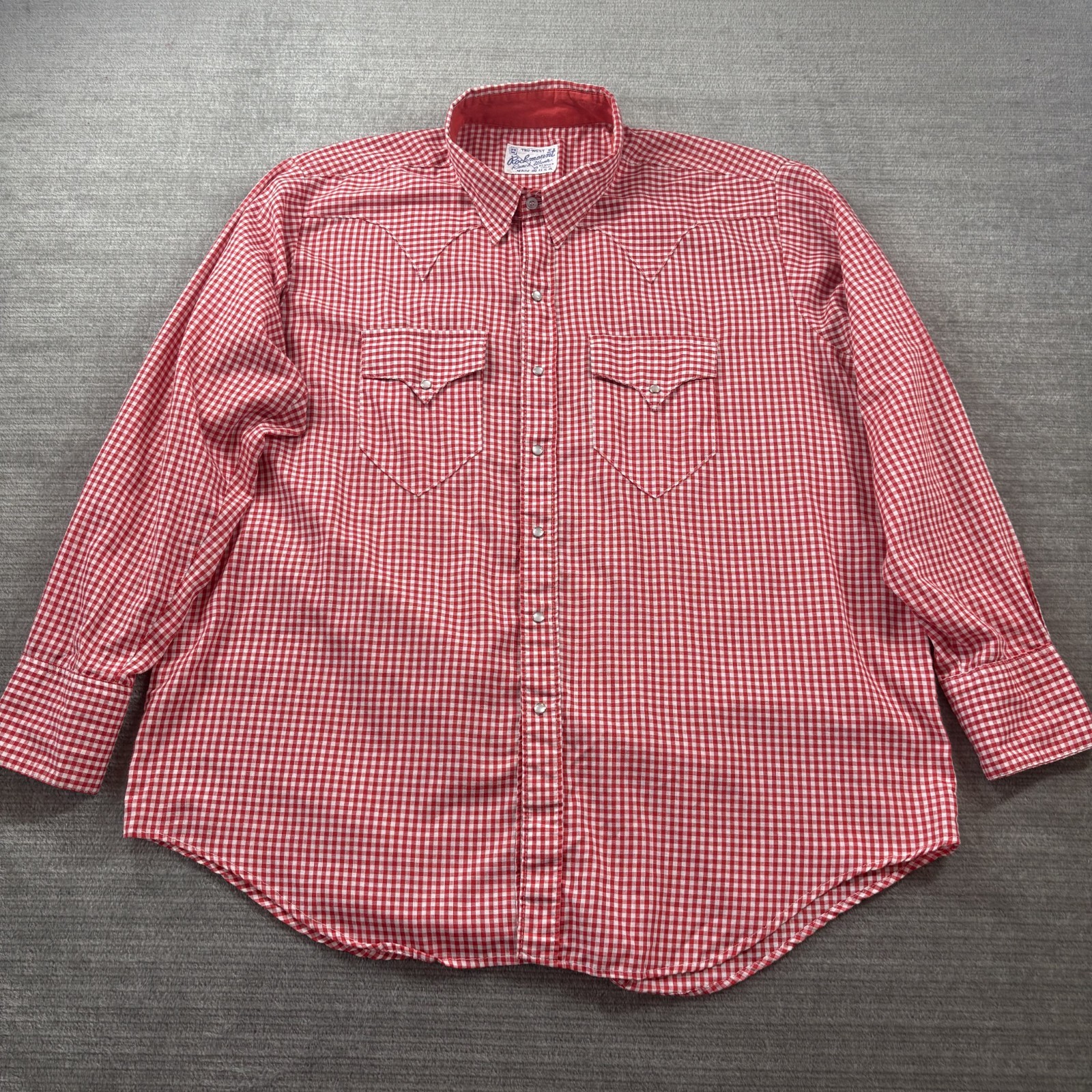 Vintage Rockmount Ranch Wear Mens 2XL  Red Gingham Pearl Snap Western Shirt