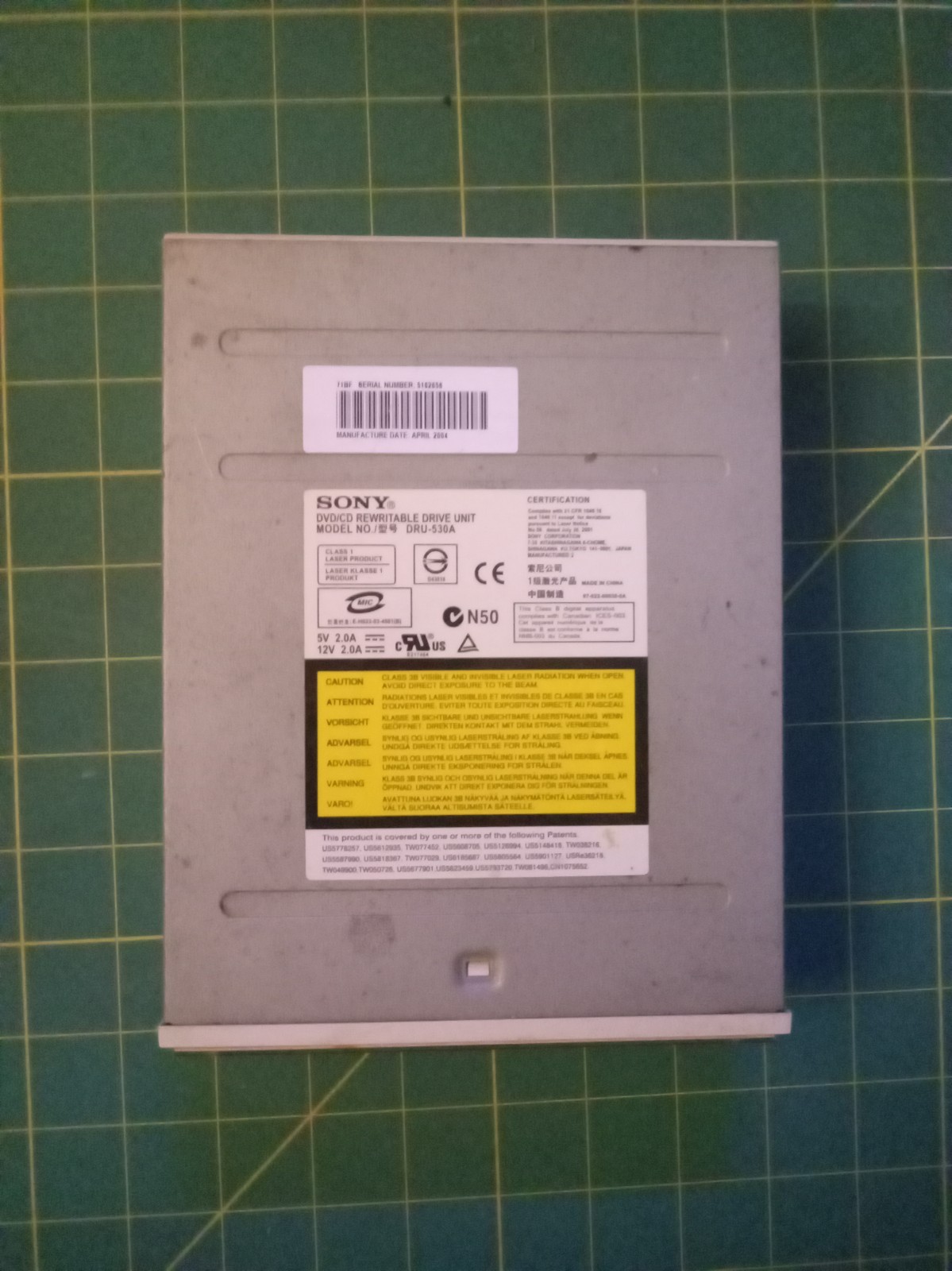 SONY DVD/CD Rewritable Drive Unit DRU-530A IDE Used SONY DVD/CD Rewritable Drive Unit DRU-530A IDE Used