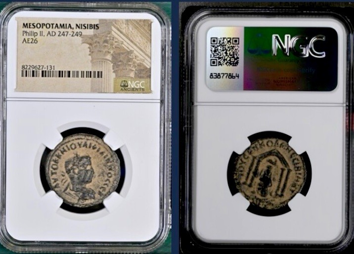 Child Emperor Philip II 247AD-249AD Tyche in Temple Roman Provincial NGC Genuine