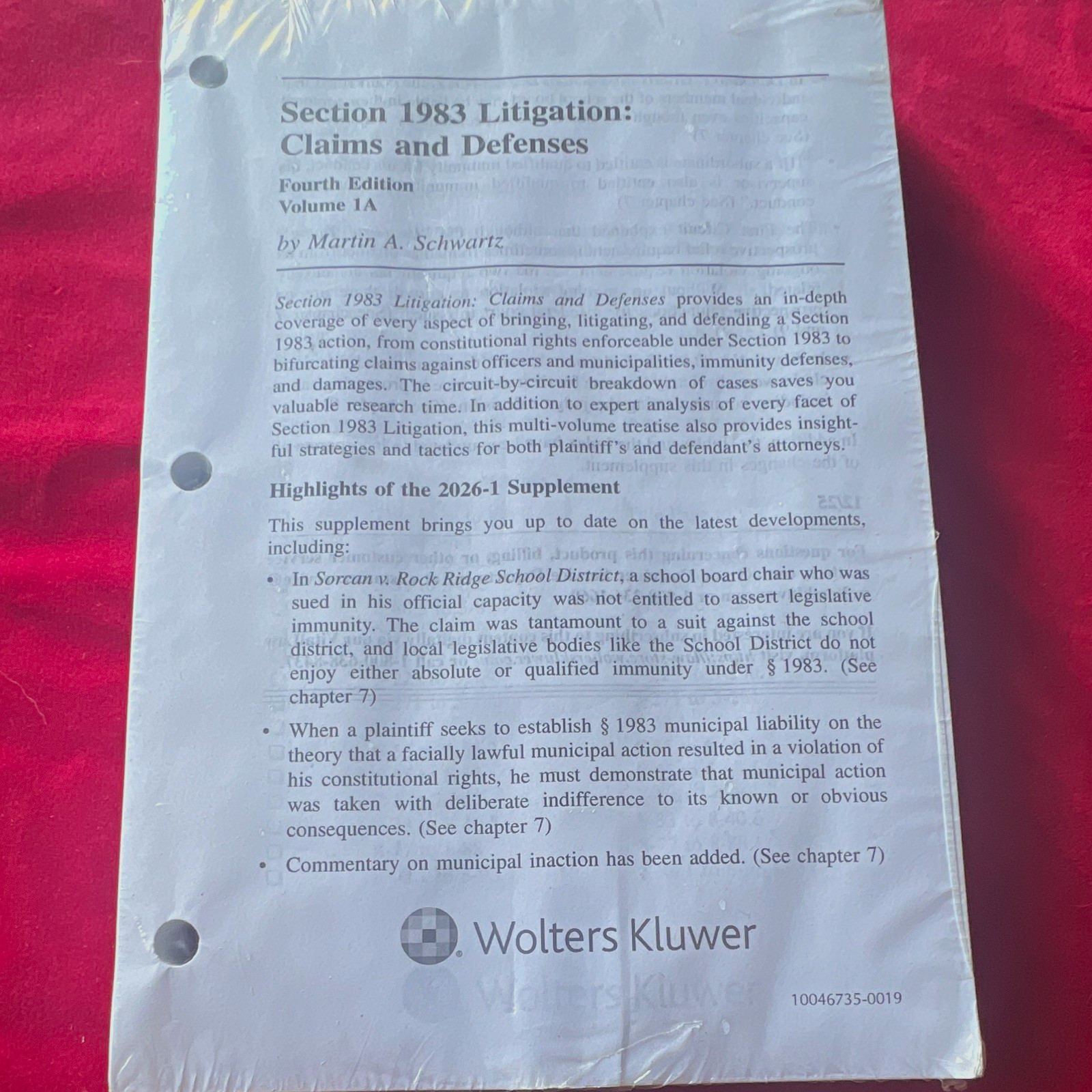 Wolters Kluwer Section 1983 Litigation Claims & Defenses 4th Ed 2026 Supp Wolters Kluwer Section 1983 Litigation Claims & Defenses 4th Ed 2026 Supp