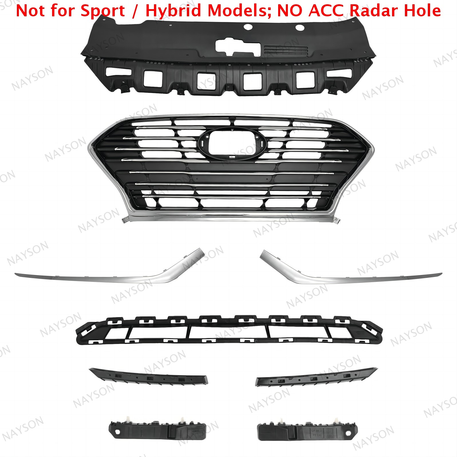 For Sonata 2018-19 Upper Grille/Lower Grill/Trims/Radiator Cover/Bumper Brackets