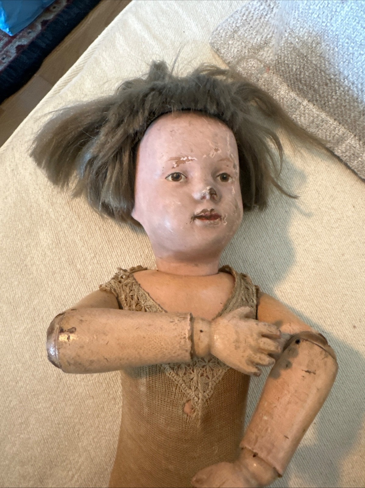 Antique Schoenhut Jointed Wood Girl Doll - 15” Early Production