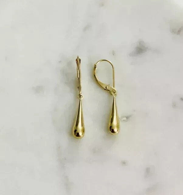Delicate Vintage Estate Women\'s Teardrop Earring 14K Yellow Gold Plated Delicate Vintage Estate Women\'s Teardrop Earring 14K Yellow Gold Plated