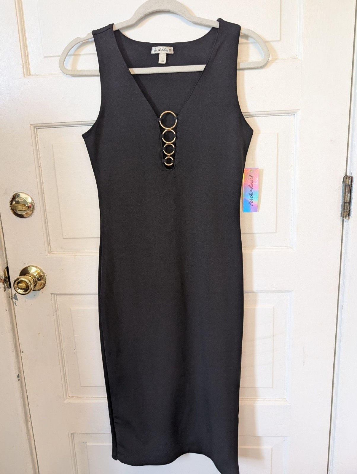 Derek Heart Black Bodycon Midi Dress NWT Size M Sleeveless Night Out