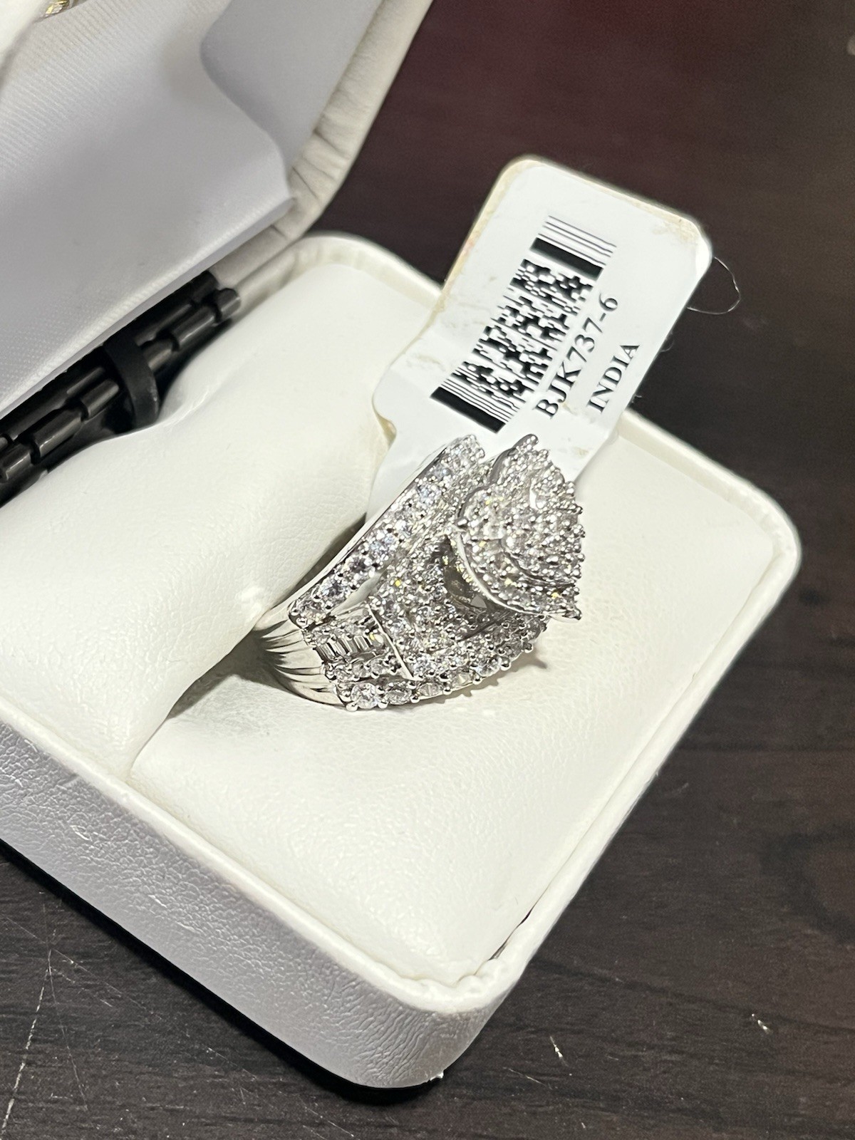 JTV Bella Luce 4.35CTW Heart Ring Rhodium Plated Sterling Silver NWT Size 6