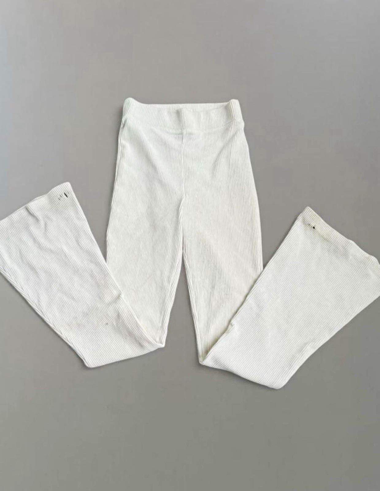 Aéropostale White Ribbed Flare Leggings XS Elastic Waist Cotton Yoga Aéropostale White Ribbed Flare Leggings XS Elastic Waist Cotton Yoga