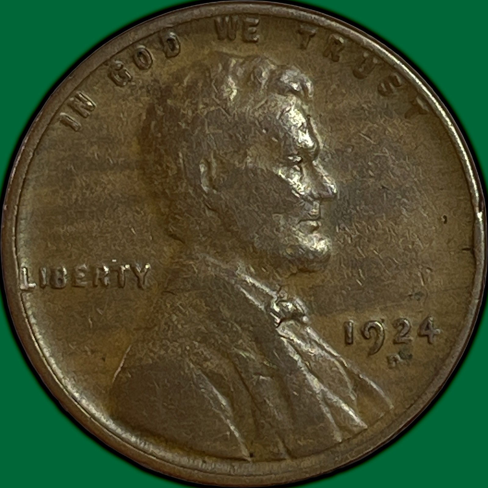 1924-D Lincoln Wheat Cent Very Fine VF Coin, Rim Nick #48168
