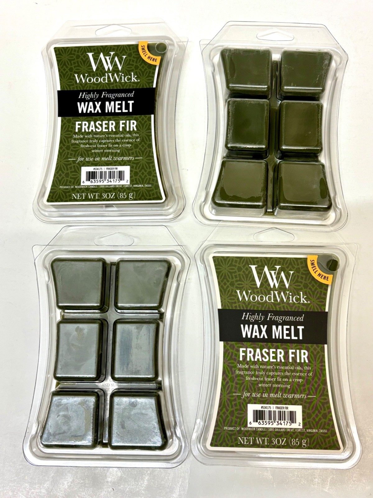 4 Pack WoodWick Highly Fragranced Wax Melts 85g. 